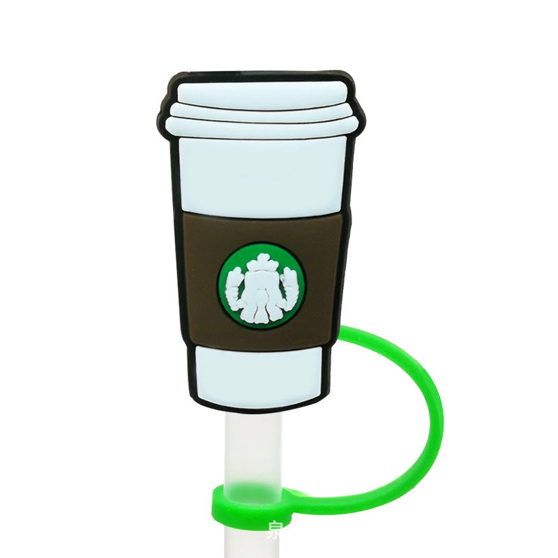 Wholesale 10PCS Coffee Cup Silicone Cartoon Tube Straw Hat